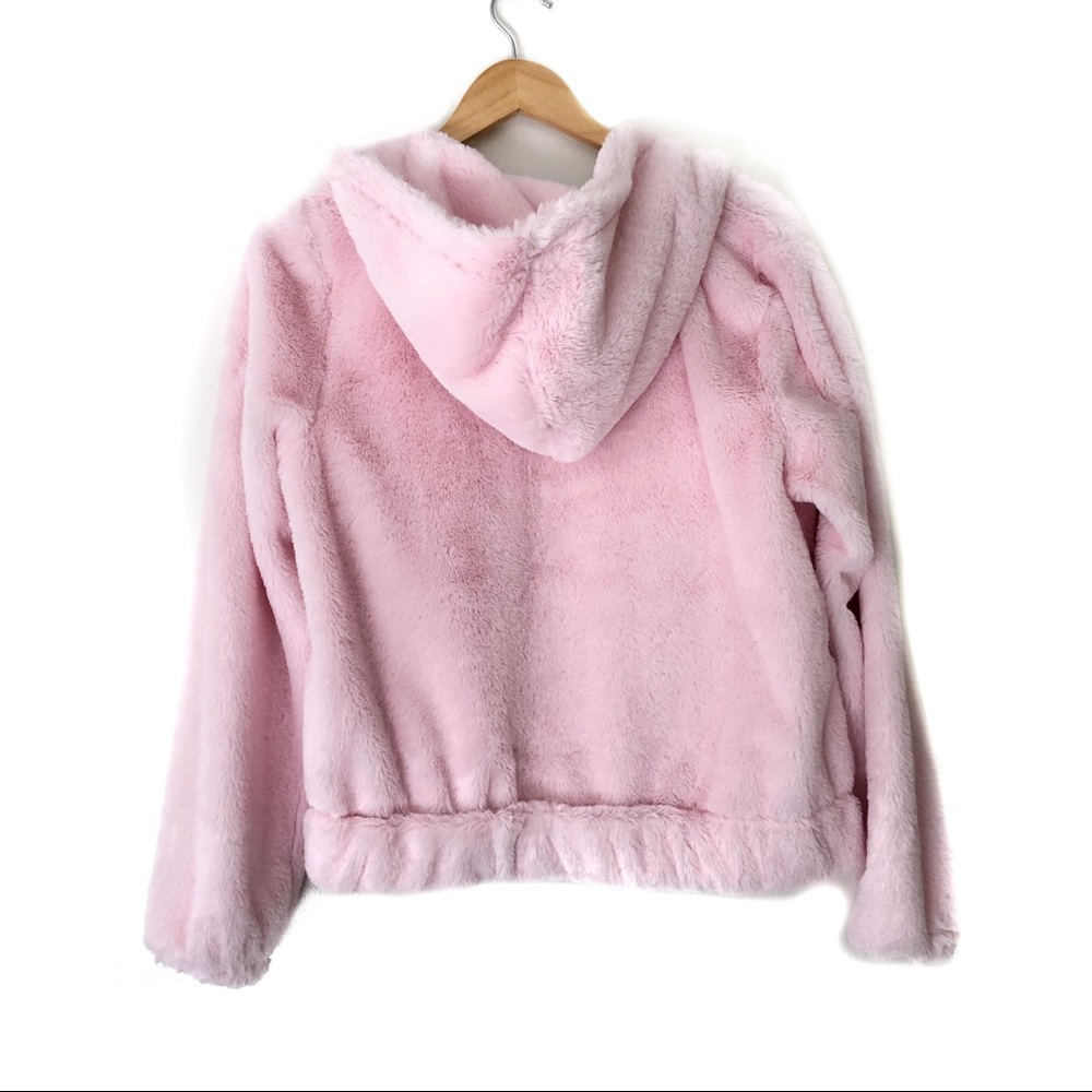 Derek Heart Fuzzy Zip -Front Pink Juniors’ Hoodie - Picture 2 of 5